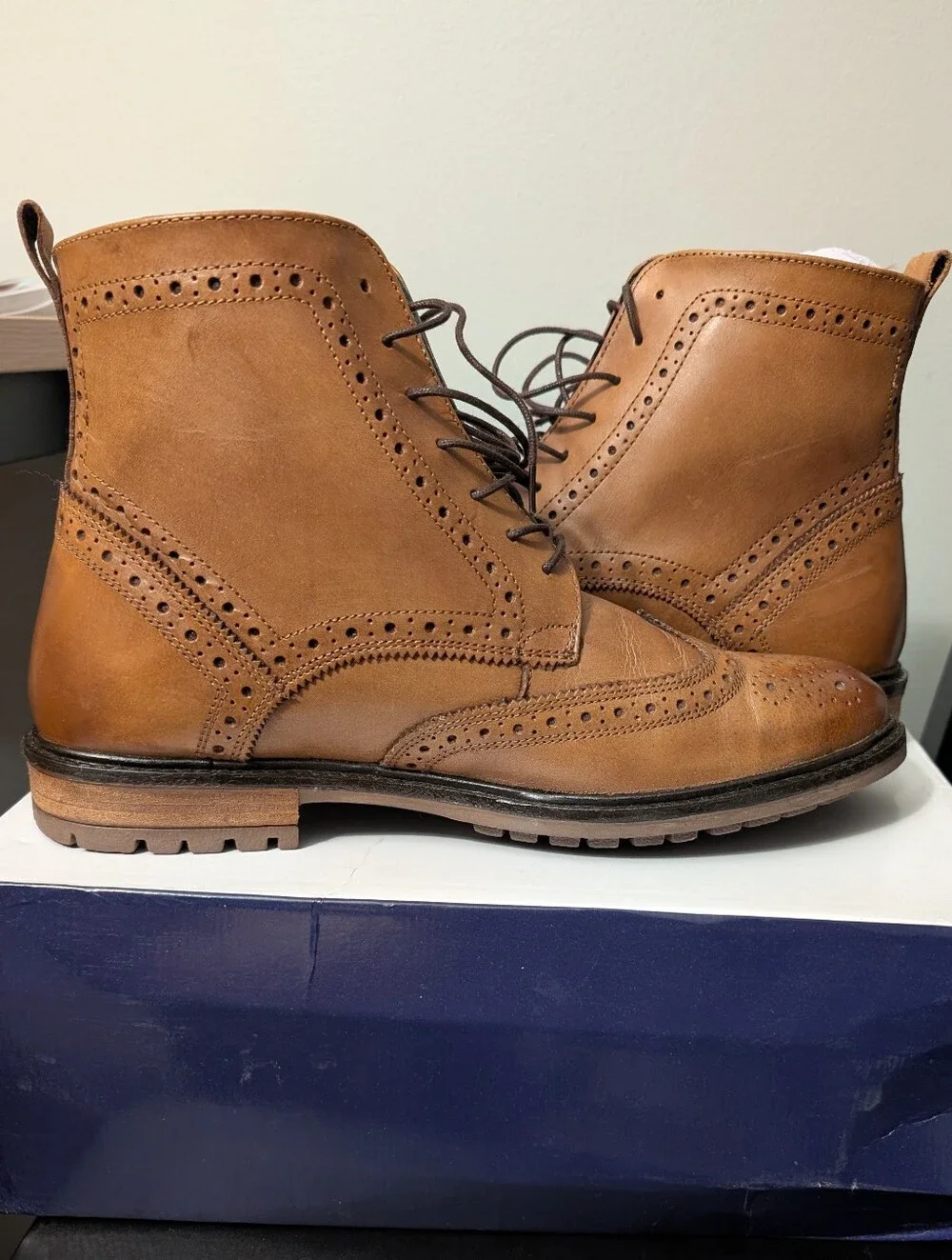 Men's Silver Street London Brogue Boots - Tan Leather